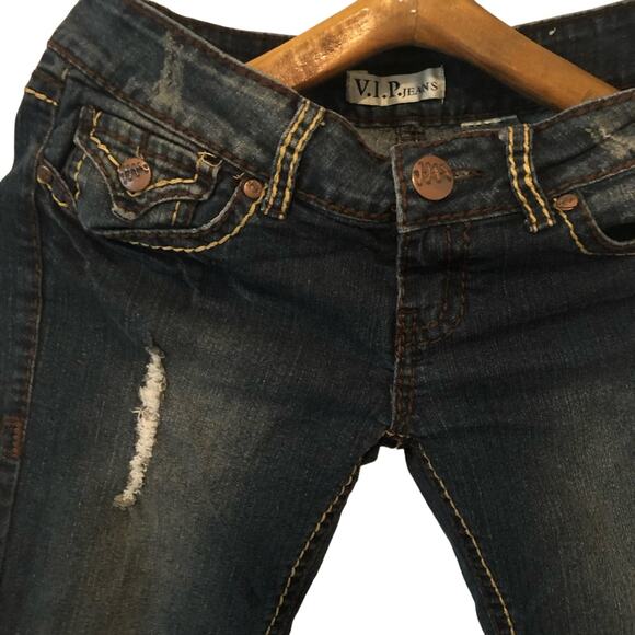 V.I.P. Distressed Cropped Denim Jeans-size 7/8 - Picture 5 of 7